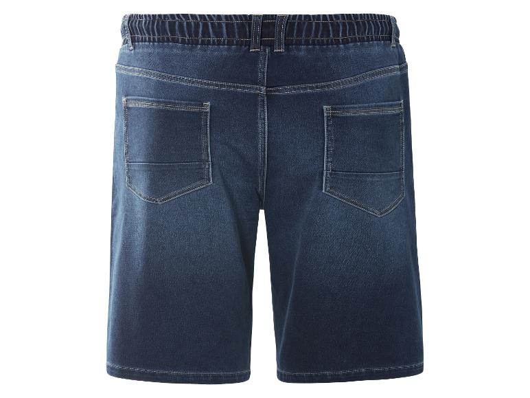 Dunkelblaue Jeans-Shorts, Rückansicht.