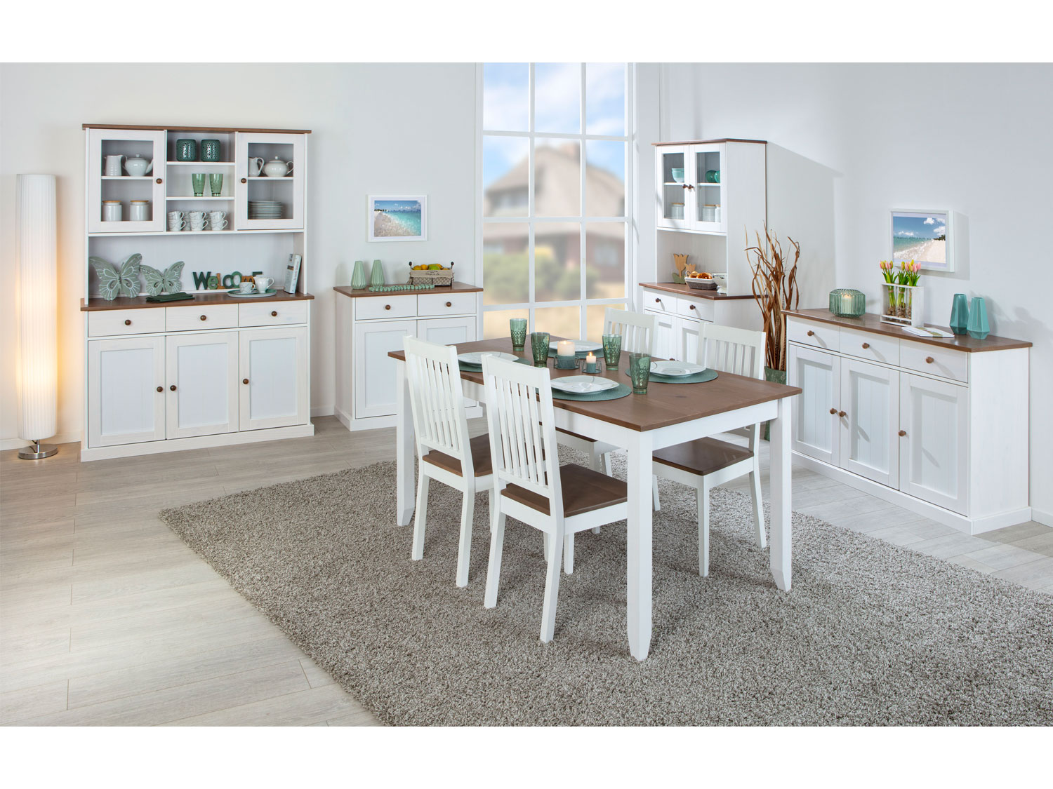 Thumbnail - Inter Link Buffet/Kommode Westerland (Mit 2 Schubladen & 2 Drehtüren, weiß, sepia/braun)