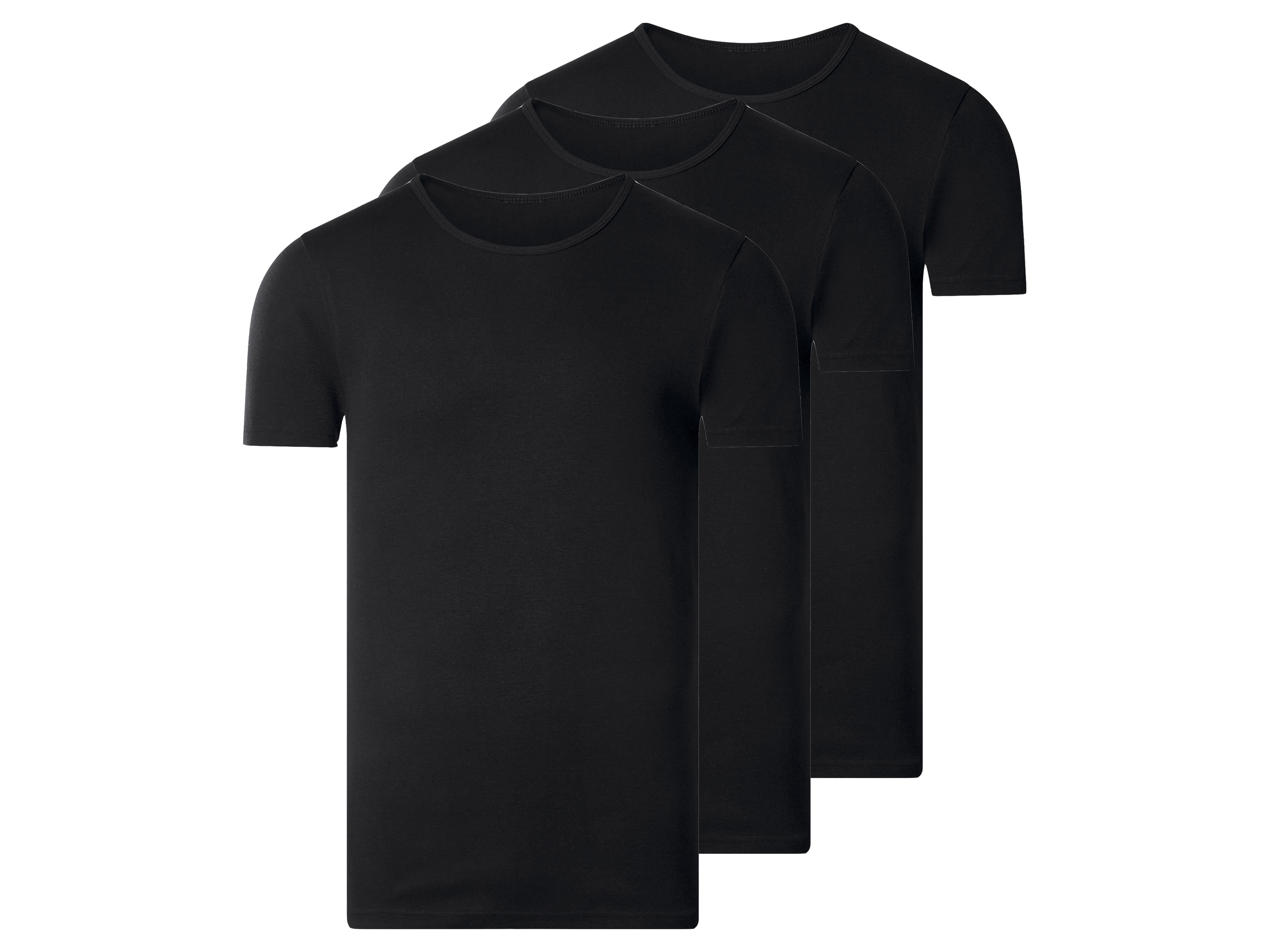ESMARA MEN Herren Unterziehshirt Feinripp, 3 Stück (runder Kragen, Schwarz, 6/L)
