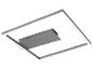 Quadratische silberne LED-Deckenleuchte mit zentralem Element.