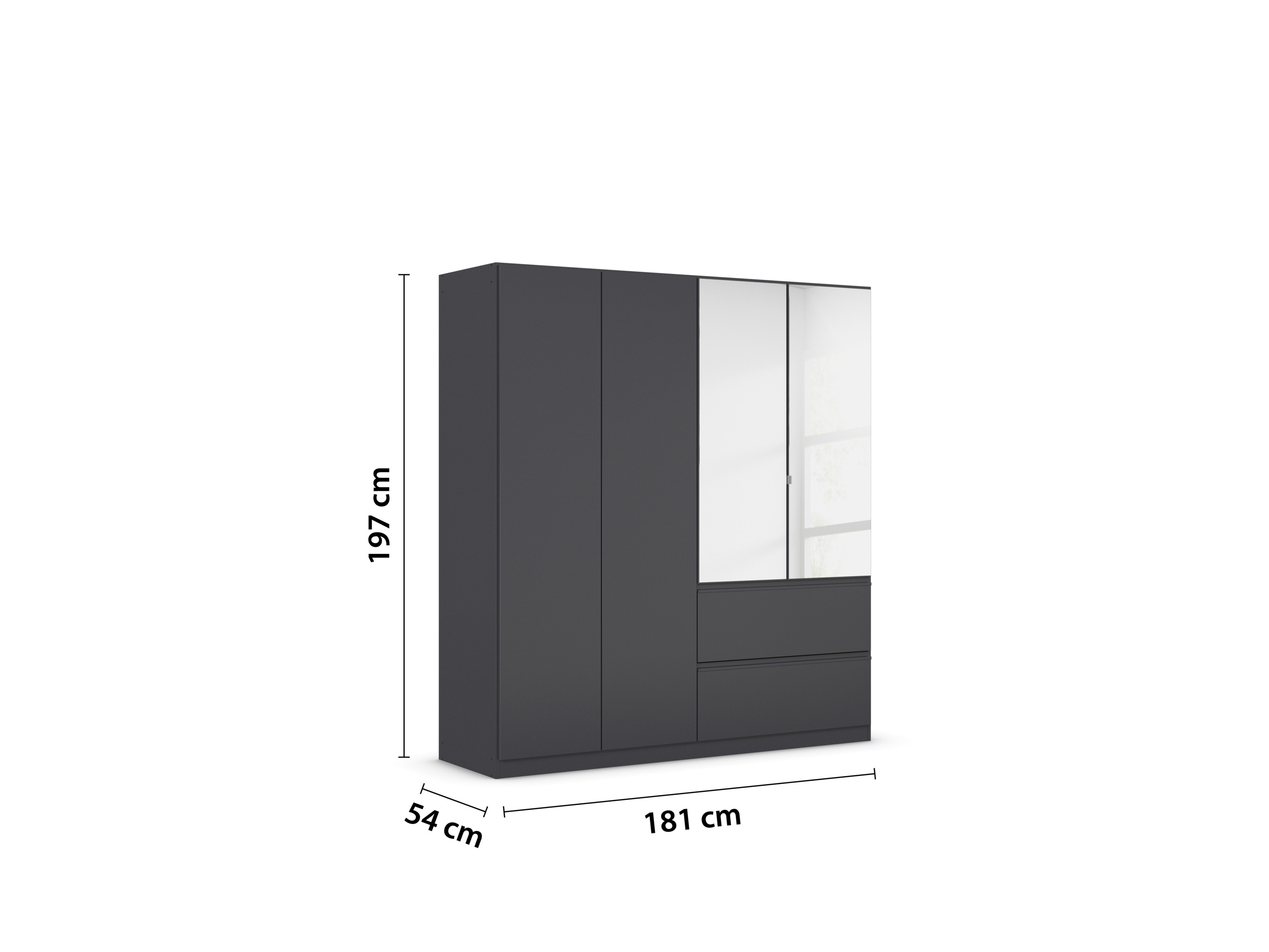 RAUCH BLUE Costa Drehtürenschrank mit Spiegel (grau metallic, 181 x 197 cm) – Bild 4 von 4