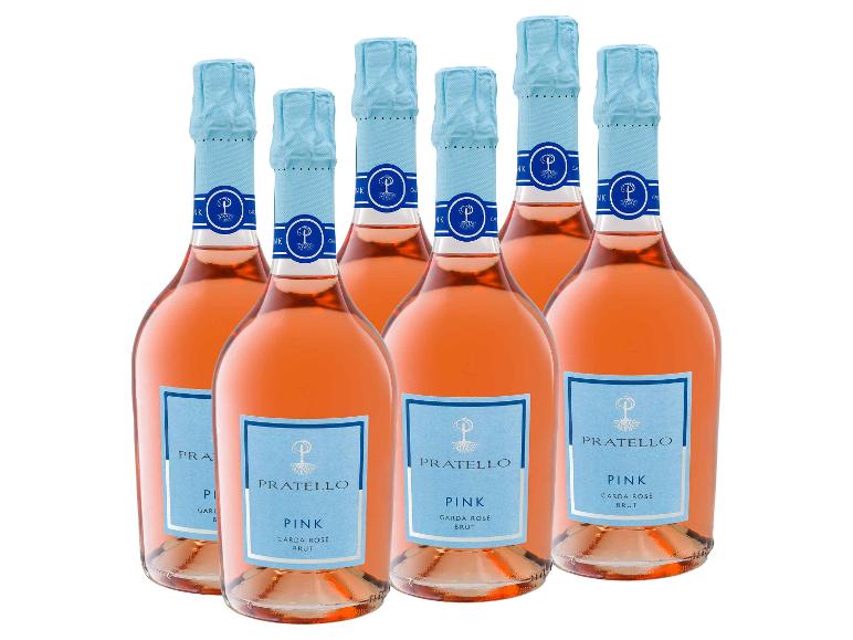 6 x 0,75-l-Flasche Weinpaket Pratello Pink Garda Rosé DOC Spumante brut, Schaumwein