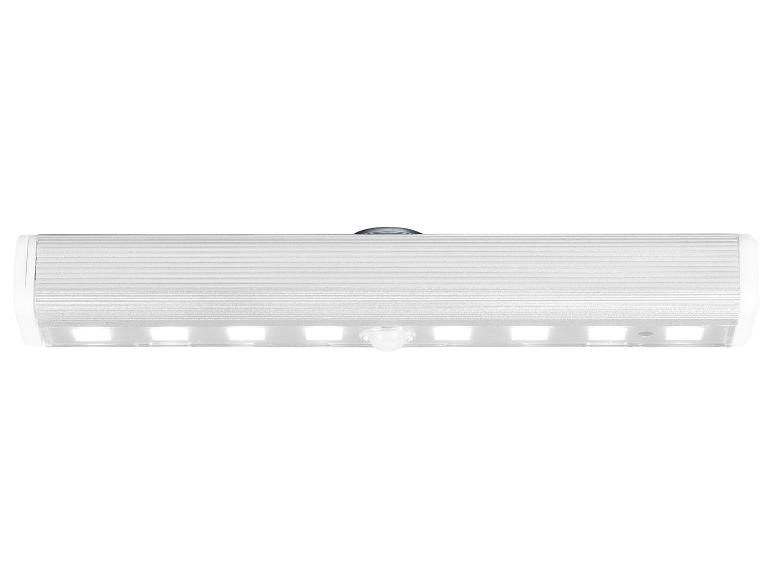 Silberne LED-Leuchte mit Bewegungssensor und acht LEDs.