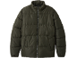 Dunkelgrüne Steppjacke mit Reißverschluss vorne.