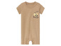 Beige Baby-Strampler mit einem schlafenden Bienchen-Druck.