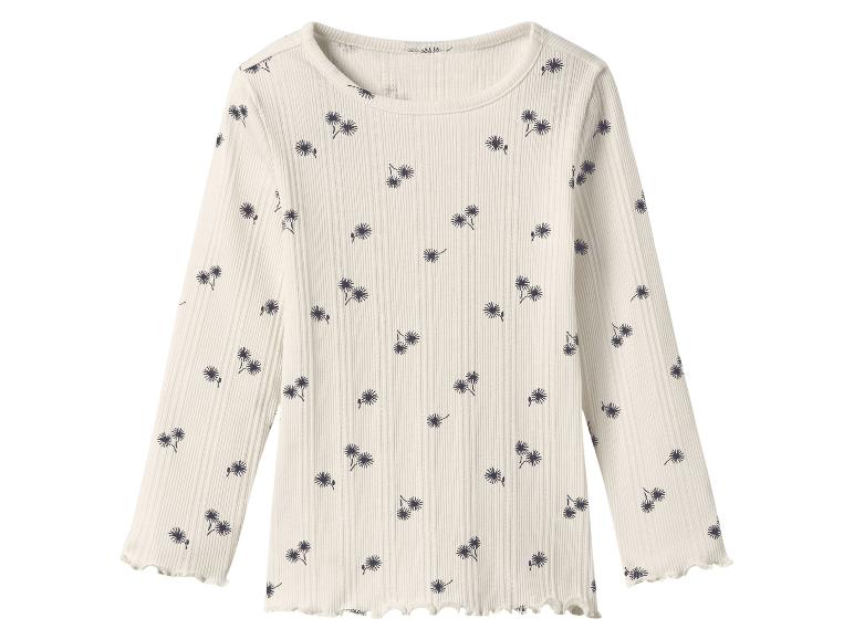 Langärmliges cremefarbenes Shirt mit Blumenmuster.