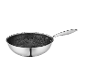 Edelstahl-Bratpfanne mit Waben-Antihaftbeschichtung und langem Griff.