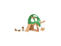 Kinderspielset mit Baumhaus, Eichhörnchen, Tisch, Stuhl und Schaukel.