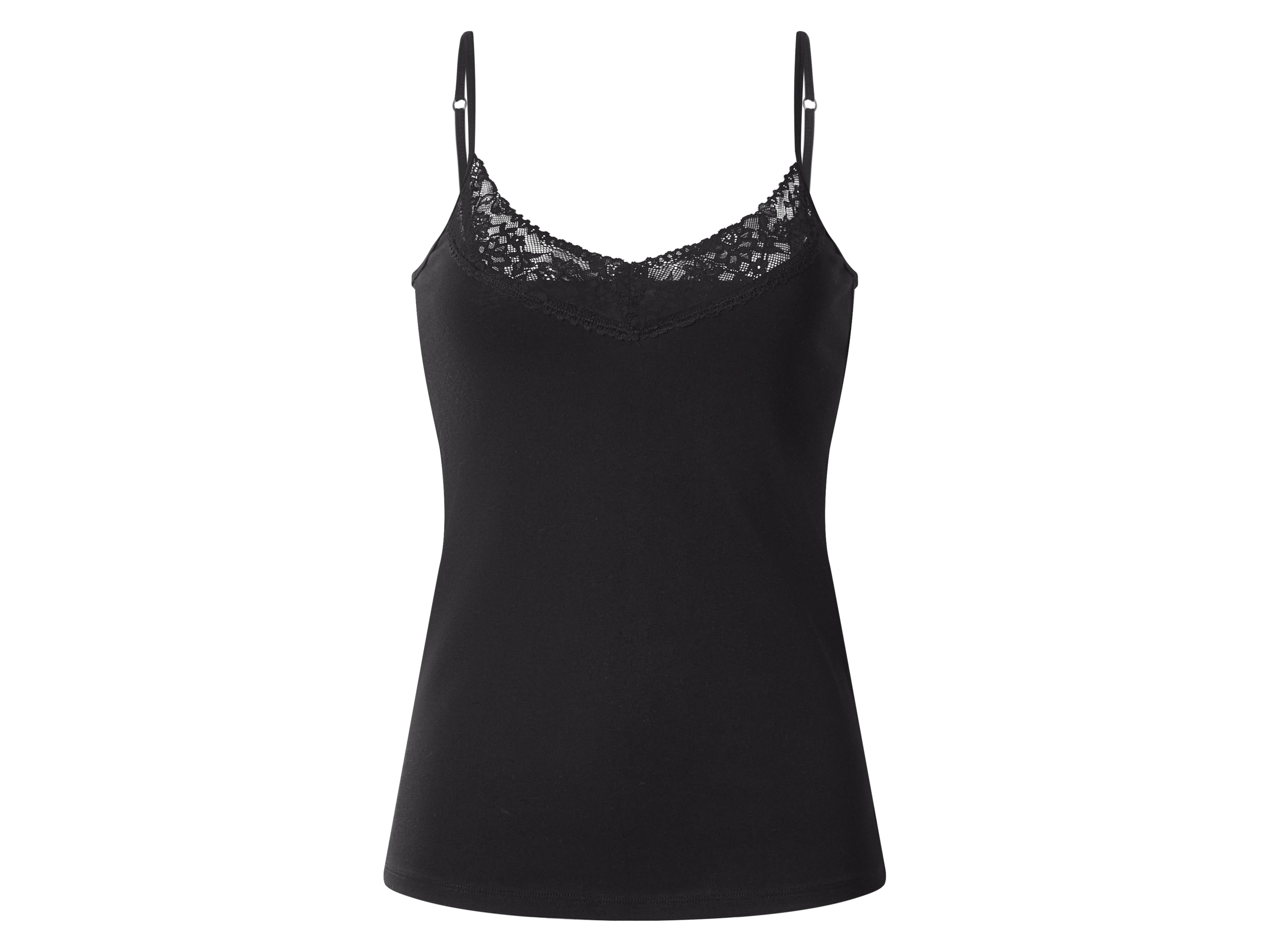 Thumbnail - esmara® Damen Spaghettiträgerhemd mit Spitze, 3 Stück (Schwarz/weiß, XS(32/34))