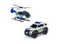Spielzeug-Polizeihubschrauber und Polizeiauto mit der Aufschrift „POLIZEI“
