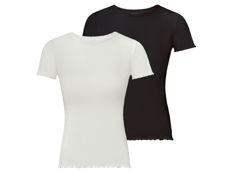 Gehe zu Vollbildansicht: esmara Damen T-Shirt, 2 Stück, in Ripp-Qualität mit Rundhalsausschnitt - Bild 15