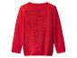 Roter Strickpullover mit langen Ärmeln und Rundhalsausschnitt.