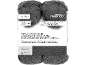Zwei Knäuel dunkelgraues 6-fädiges Sockengarn, 2x 75g, mit Strickanleitung für Socken.