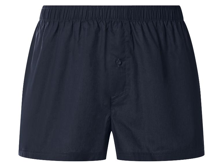 Dunkelblaue Herren-Boxershorts mit elastischem Bund und Knopf
