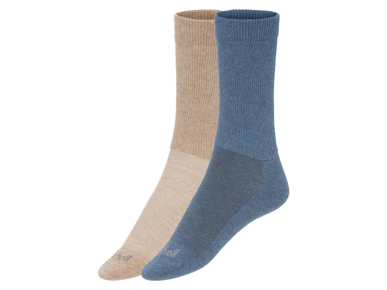 Zwei Paar Falke Socken in Beige und Blau.