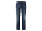 Dunkelblaue Jeans auf weißem Hintergrund.