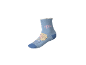 Hellblaue Socke mit Elsa-Motiv und „Elsa“-Schriftzug.