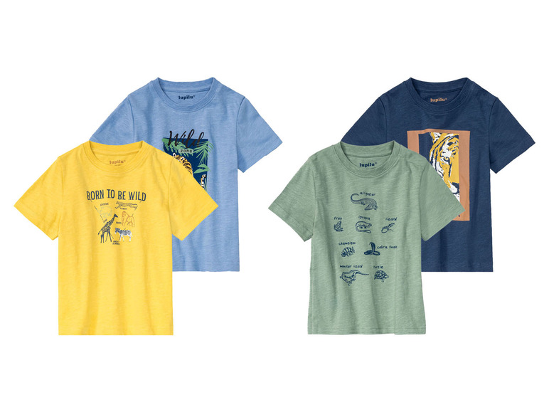 Gehe zu Vollbildansicht: lupilu® Kleinkinder Jungen T-Shirts, 2 Stück, mit Rundhalsausschnitt - Bild 1