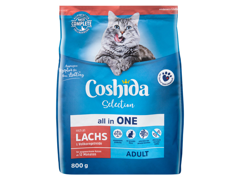Gehe zu Vollbildansicht: COSHIDA Selection all in ONE Katzentrockennahrung Adult Lachs & Vollkorngetreide, 4 x 800 g - Bild 2