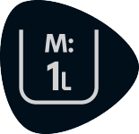 Symbol für maximale Kapazität: 1 Liter.