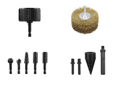 PARKSIDE® Rotorraspel / Holzstrukturbürste / Raspel- und Senkerset / Holzspaltbohrer