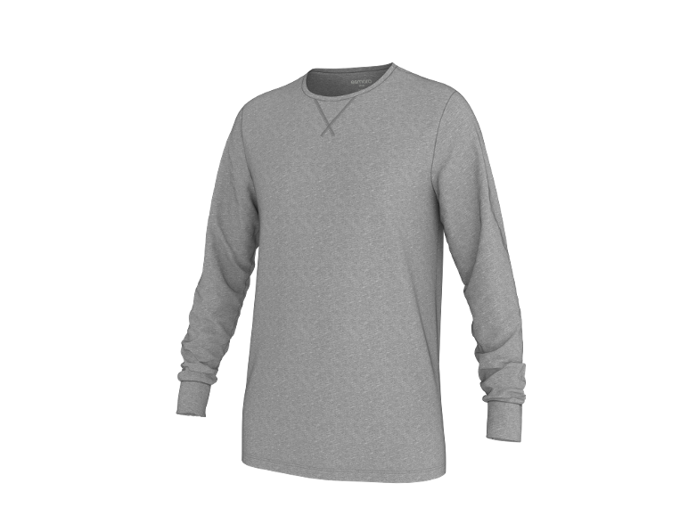 Graues Herren-Langarmshirt mit Rundhalsausschnitt.