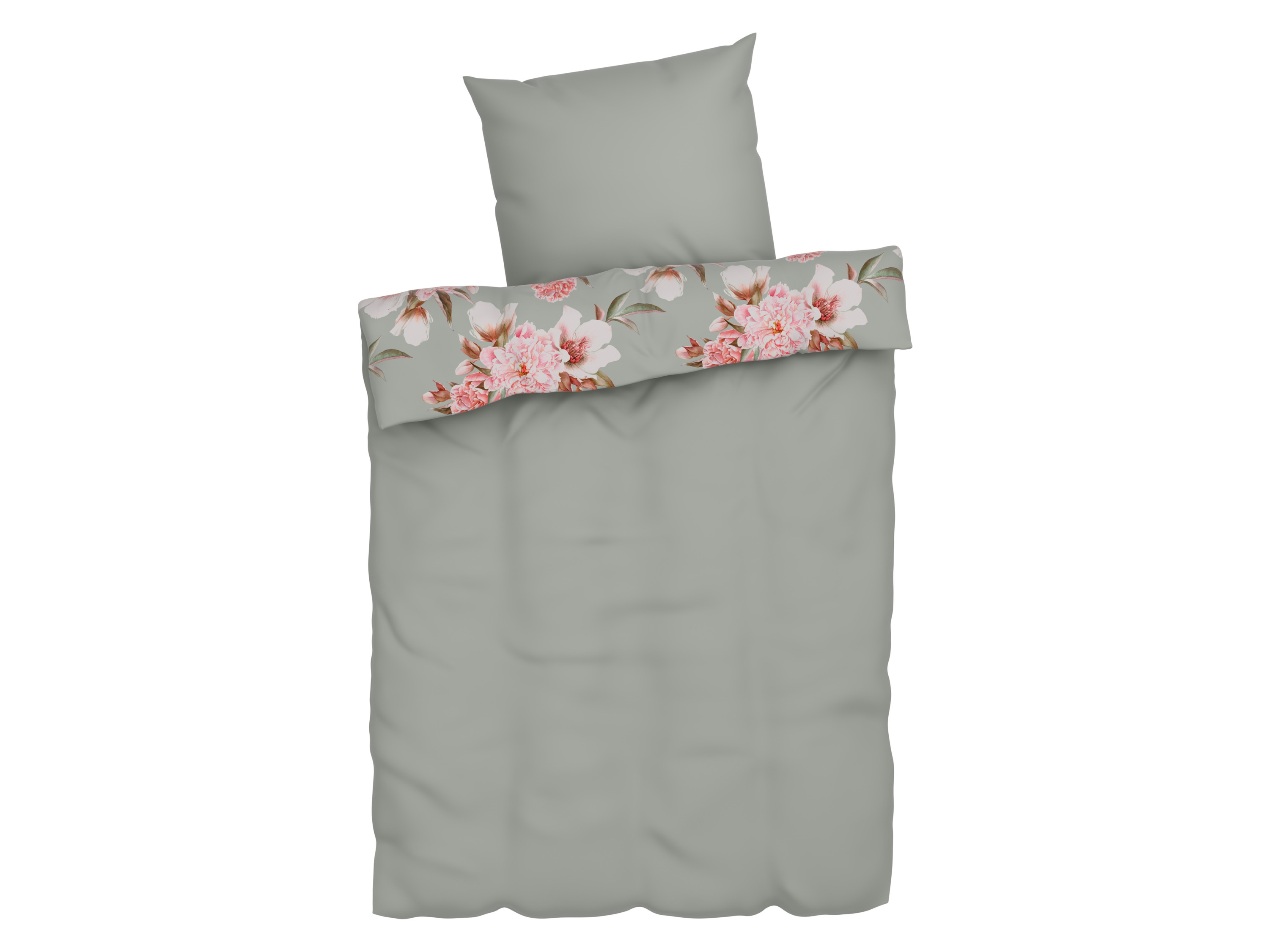 Thumbnail - LIVARNO home Mikrofaser-Satin-Bettwäsche, atmungsaktiv, 155 x 220 cm (Blumen)