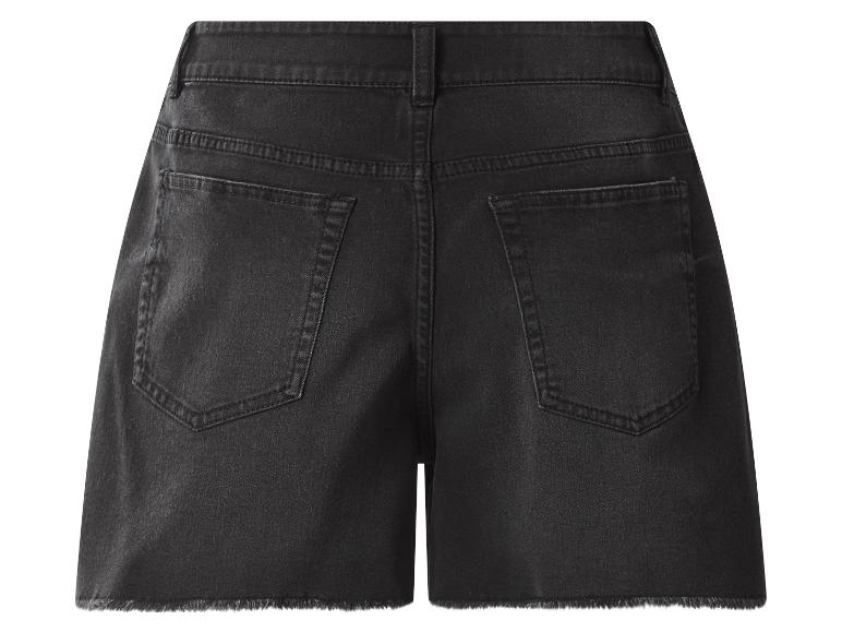 Schwarze Jeans-Shorts mit ausgefranstem Saum, Rückansicht
