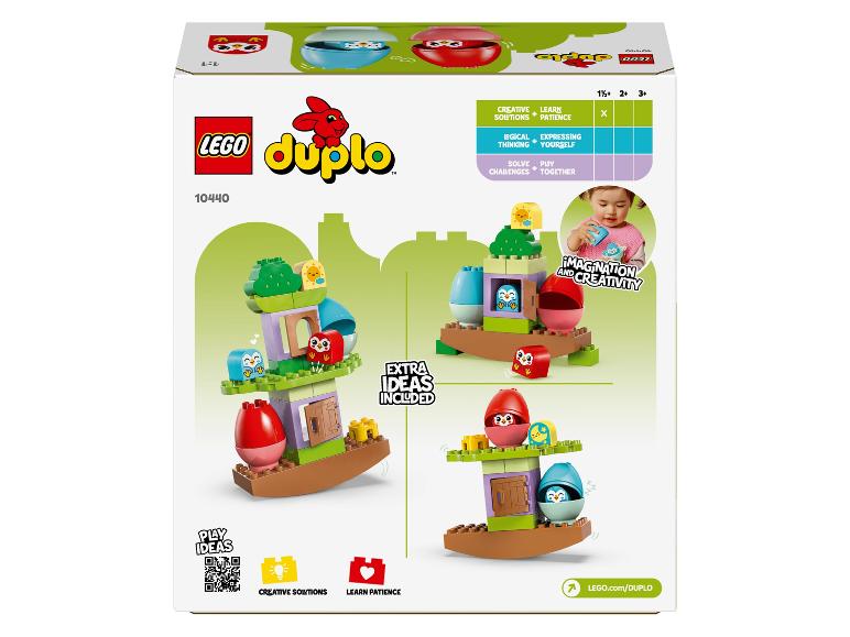Lego Duplo Karton mit Set 10440, zeigt Eulen und Spielideen.