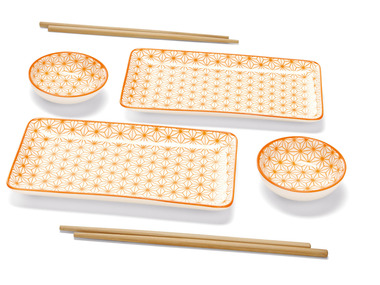 ERNESTO Sushi-Set, Porzellan, mit Bambusstäbchen