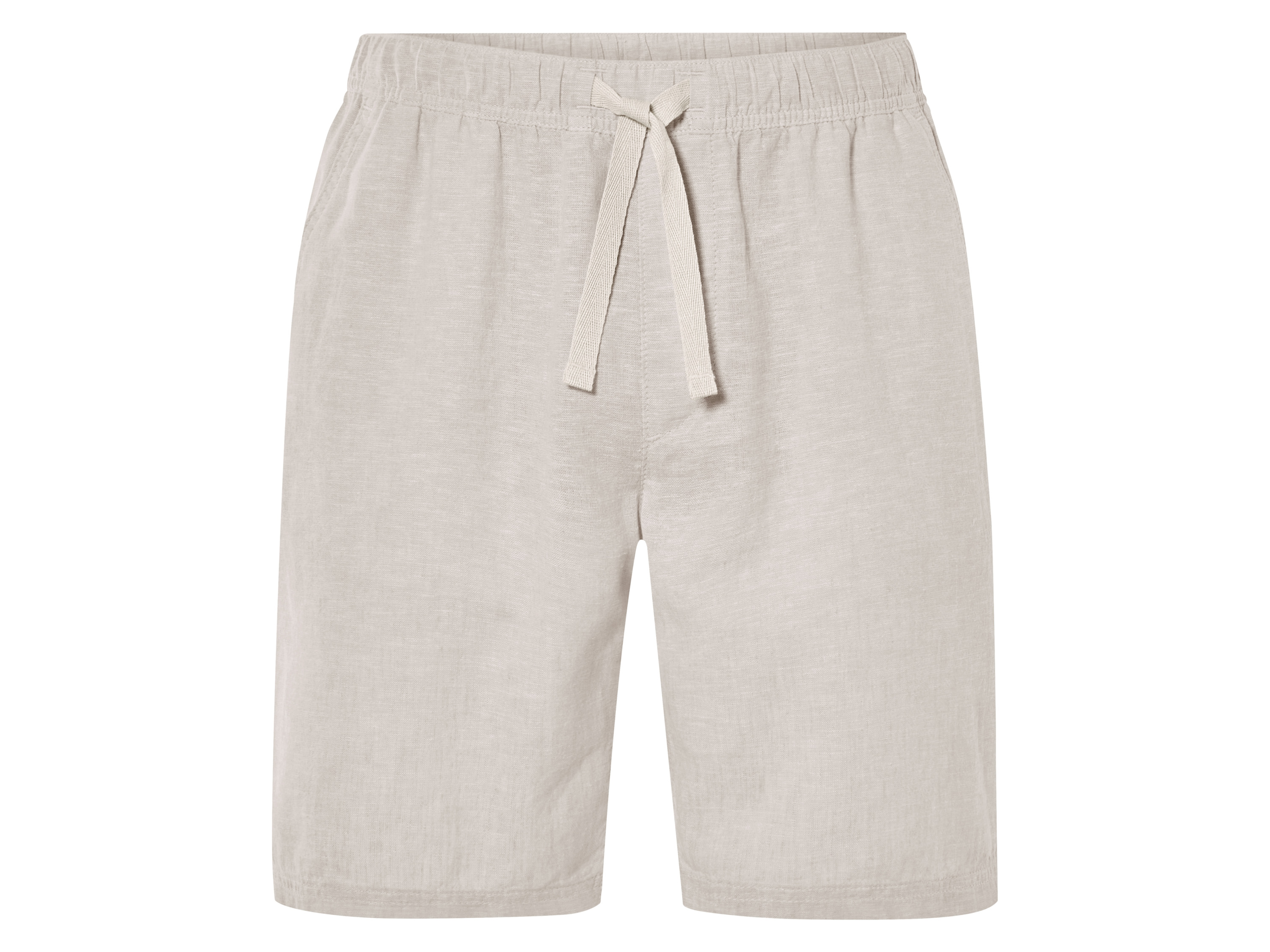 LIVERGY® Herren Bermuda mit Leinen (Beige, XXL (60/62))““ | Gummizugbund und Bindeband Normale Leibhöhe Produktmerkmale tabletd Farbe: beige, dunkelgrün