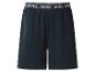 Dunkelblaue Pyjamashorts mit elastischem Bund und dem Schriftzug „ATHL. DPMT“.