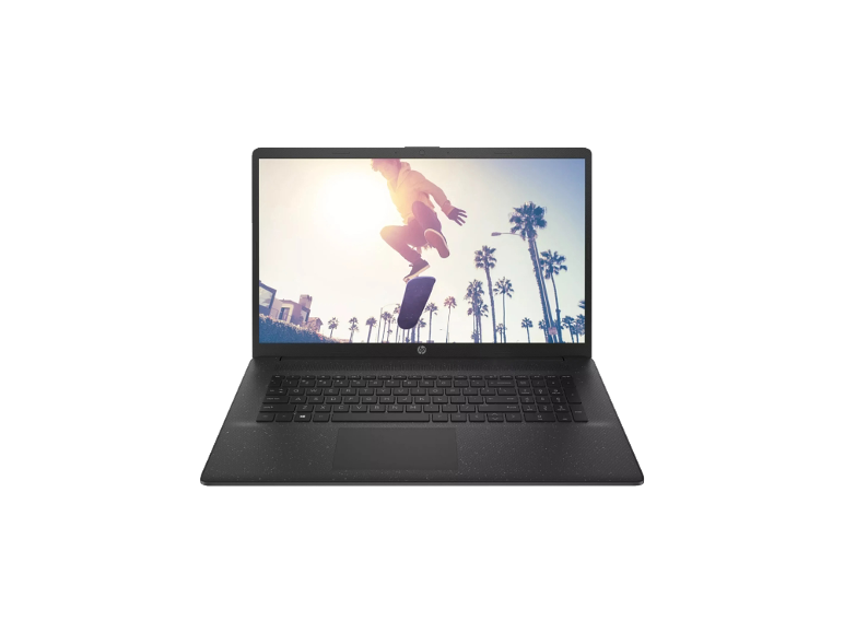 Geöffneter HP 17-cn32 Intel N200 Laptop von vorne gesehen