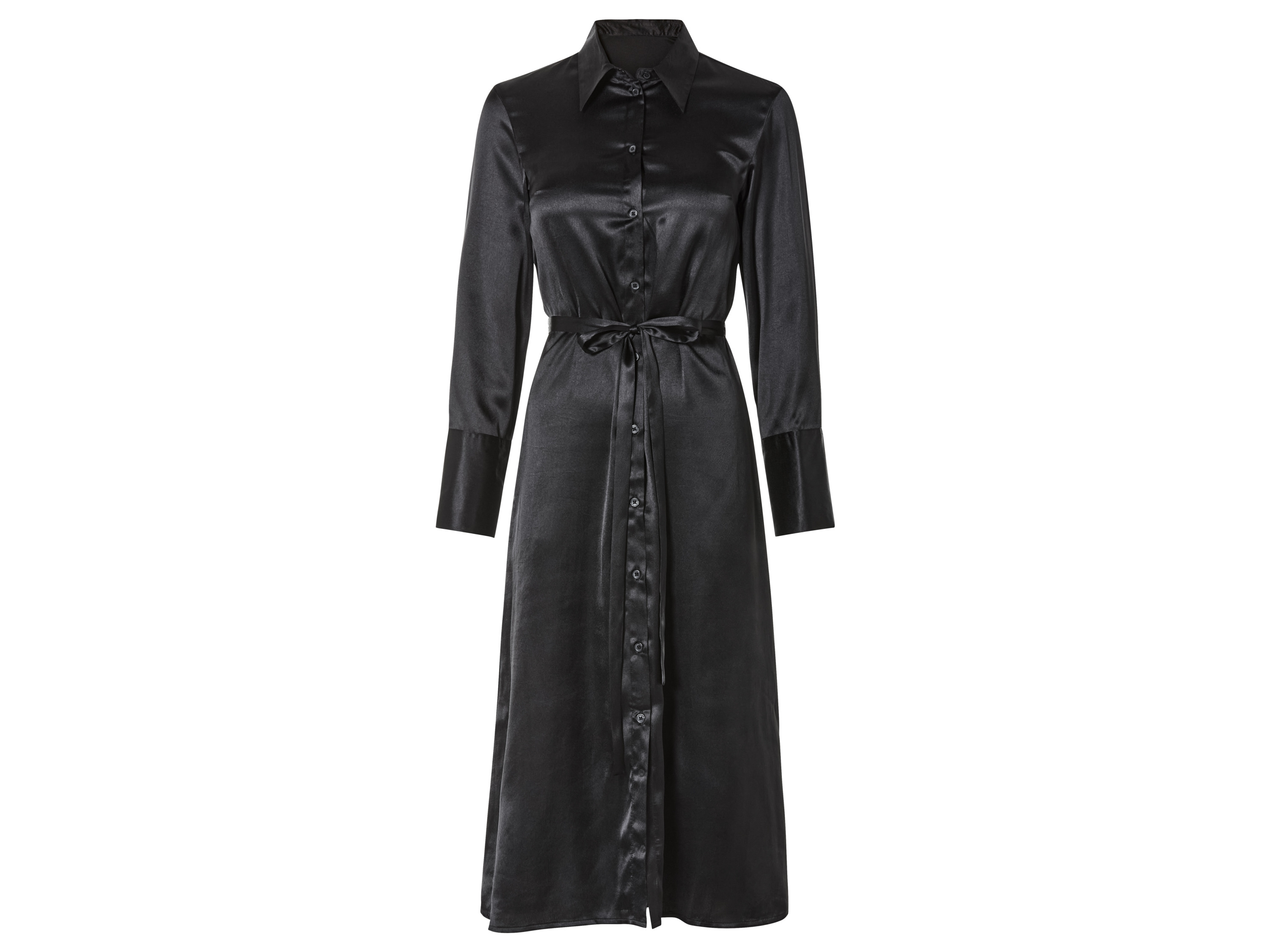 esmara® Damen Kleid Midi (Schwarz, 44)““ | schwarz, schwarz/weiß Muster: schwarz/weiß: Blumen Detail: durchgehende Knopfleiste und Knopfmanschetten Schnitt: Hemdblusen-Stil Ausschnitt: – Kragenform: Kentkragen Ärmellänge: lang Länge: moderne Midi-Länge Material: Polyester recycelt Pflegehinweis: waschen bei max. 40 °C Pflegeleicht nicht bleichen nicht im Wäschetrockner trocknen bügeln bis 110 °C Stufe 1. Kein Bügeln mit Dampf nicht trockenreinigen Größe: 34 – 46 Meine Lidl-Größe – so einfach gehts Einfach den Lidl-Größenrechner besuchen. Für deine Personengruppe und Produktgruppe die gemessenen Körpermaße eintragen und dann den Berechnen-Button betätigen. Schon wird dir deine Größe angezeigt. Oeko-Tex® Standard 100 Geprüft auf Schadstoffe Zertifizierungsnummer: 09.0.68536 Hohenstein Htti Standard 100 by Oeko-Tex® ist die weltweit bekannteste, unabhängige Zertifizierung schadstoffgeprüfter Textil- und Lederprodukte aller Art – vom Garn und den Stoffen bis hin zum gebrauchsfertigen Artikel. Das Label bestätigt