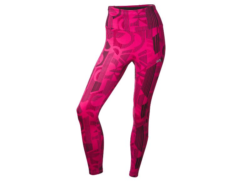 Fuchsia farbene Leggings mit geometrischem Muster.