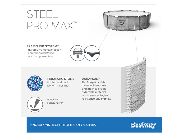 Gehe zu Vollbildansicht: Bestway Steel Pro Max™ Framepool Komplett-Set 488x122 cm - Bild 9
