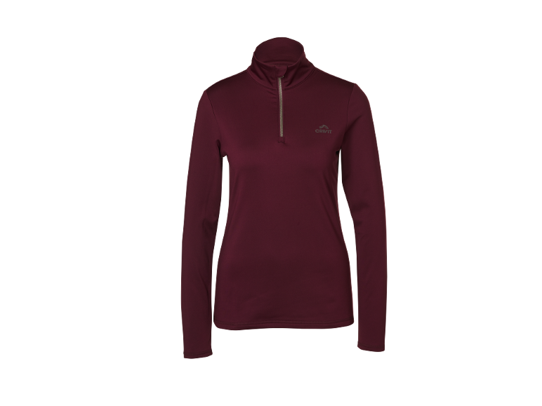 Damen Langarm-Sportshirt mit Stehkragen und Reißverschluss