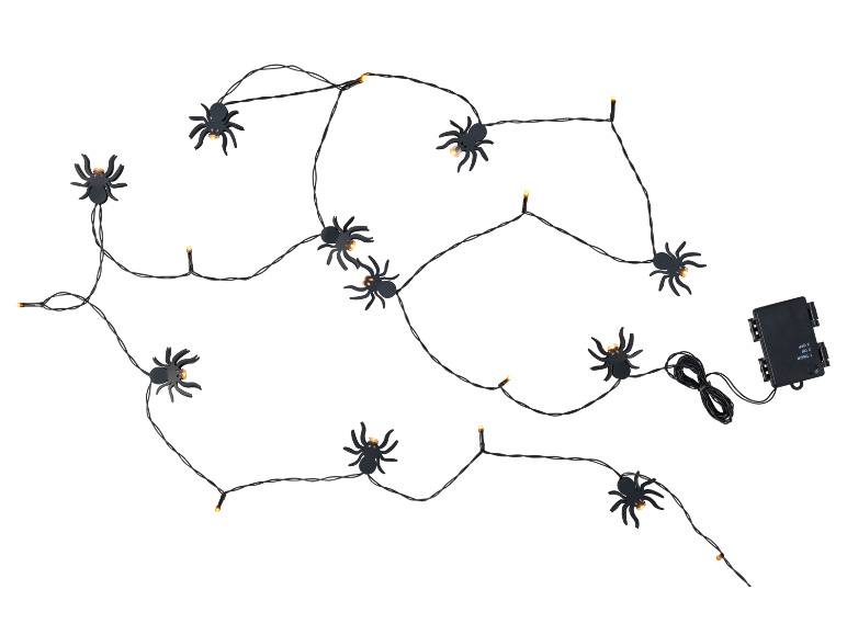 Spinnen-Halloween-Lichterkette mit Batteriefach.