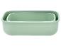 Zwei rechteckige mintgrüne Lebensmittelbehälter, ineinander gestapelt.