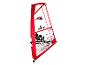Checker 3.5 Windsurfsegel, rot-weißes Design.