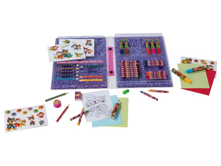 Paw Patrol Kreativ-Set: Buntstifte, Filzstifte, Malvorlagen und Sticker.