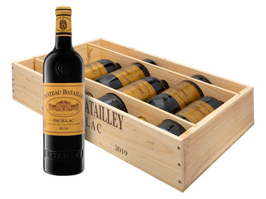6 x 0,75-l-Flasche Château Batailley Pauillac 5éme Grand Cru Classé AOP  trocken, Rotwein 2019 - Original-Holzkiste