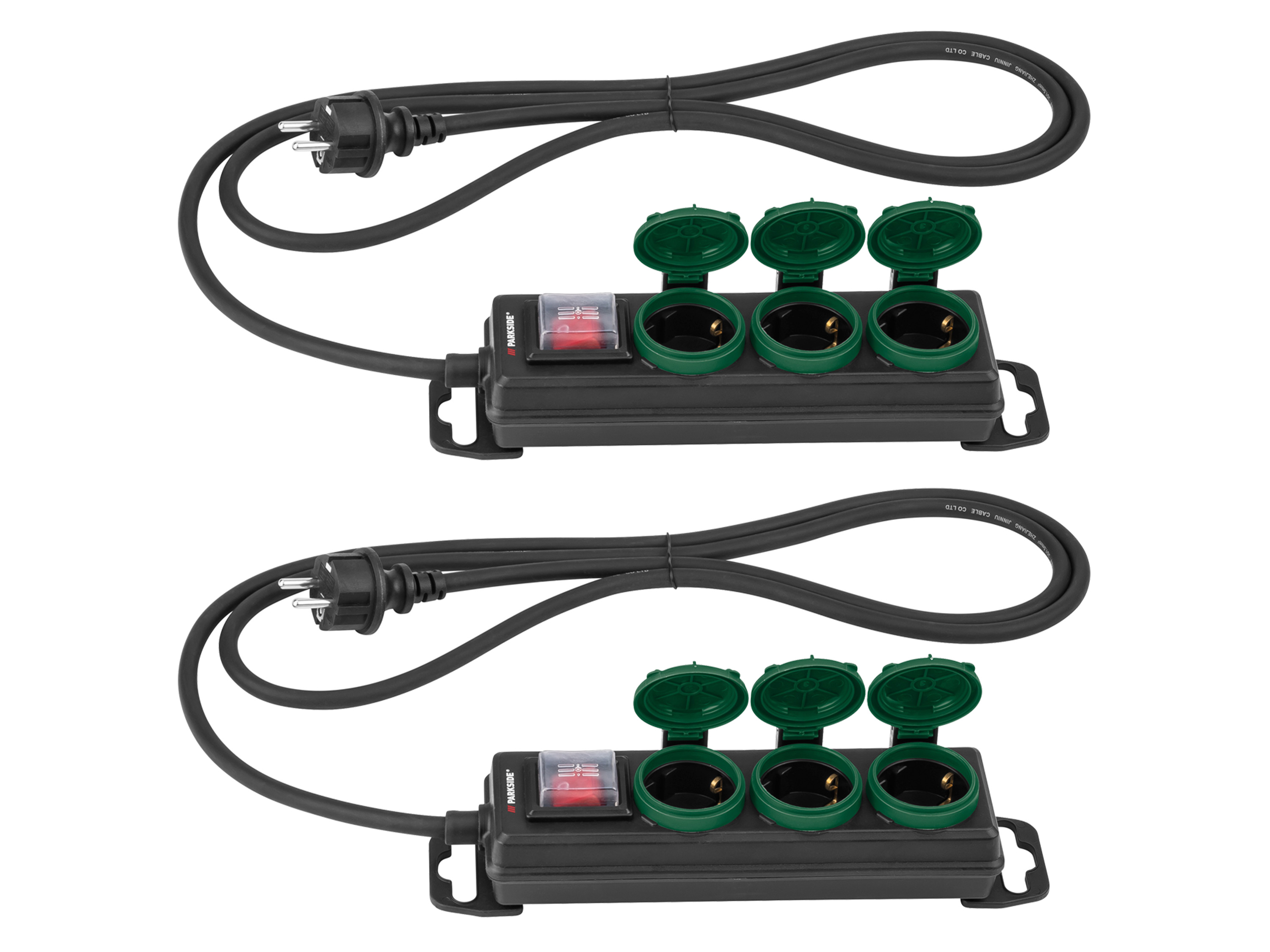 PARKSIDE® Steckdosenleiste, mit Berührungsschutz (3-fach 2er-Set) | 04335753006549