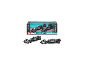 Set aus zwei schwarzen F1-Rennwagenmodellen im Maßstab 1:43, mit Karton.