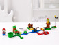 LEGO Super Mario Figuren, ein Bowser-Schloss und andere Elemente aus dem Super Mario Universum.