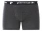 Graue Herren-Boxershorts mit schwarzem Bund und weißer Schrift