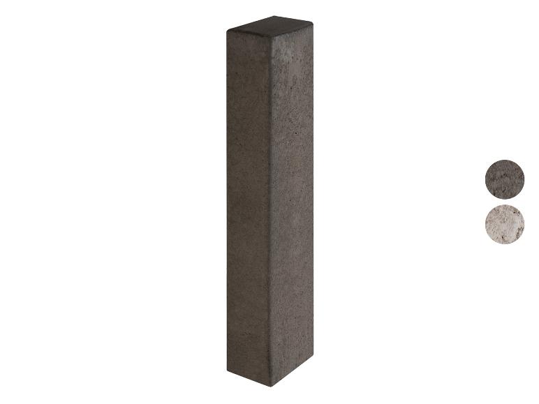 Dunkelgrauer quadratischer Betonpfosten mit zwei Farbmustern