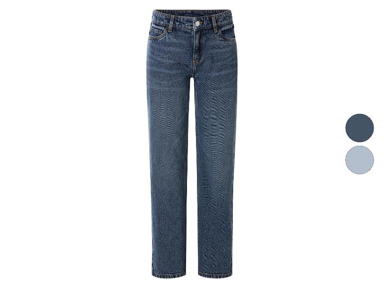 Damen-Jeans mit geradem Bein in Dunkelblau mit Waschung.