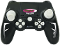 Schwarze kabellose Fernsteuerung für Spielzeug mit weißen Tasten und Joysticks.