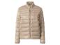 Hellbeige gesteppte Damenjacke mit goldenem Reißverschluss